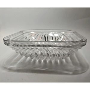 Vintage Quadra Crystal Square Thick Mid Century Modern Bowl Serving